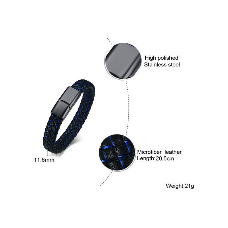 Medical Emergency Alert Bracelet Diabetes 1 Reminder Jewelry Leather Black Stainless Steel Bracelet Free Custom Jewelry