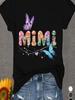 Mimi with Floral Motif Women'S Short Sleeve T-Shirt Casual Short Sleeve Tee Soft, Comfortable And Ma