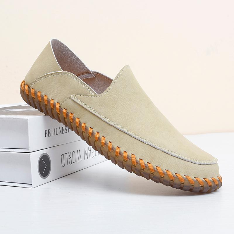 Fashion Outdoor Men Comfortable Soft Soled Non Slip Casual Handmade Shoes Fashion Brand Men Breathable and Wear-resistant Driving Shoes