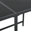 7-Piece dining table and chair set for 6 people, table made of tempered glass, armrests of plastic and wood, suitable for backyard, garden patio