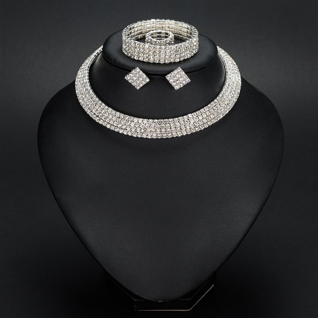 Классическое ожерелье-чокер со стразами, серьги и браслет, свадебные комплекты ювелирных изделий, свадебные аксессуары MIT