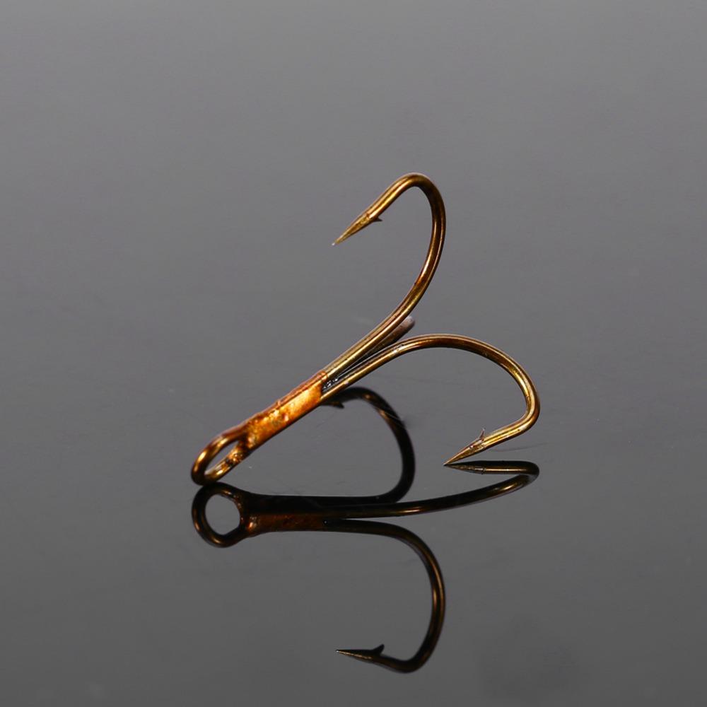 50PCS High Carbon Steel Treble Hook Set Round Bend Three Anchor Hook  Saltwater Environments