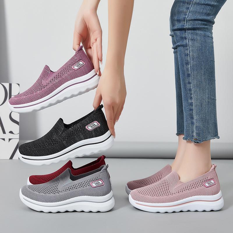 Женские дышащие сетчатые кроссовки Slip-On — легкие повседневные кроссовки с мягкой подошвой EVA для лета, нескользящая женская повседневная обувь