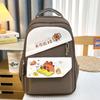 Capybara Cartoon Pattern Nylon Backpack With Striped Stitching For School Travel