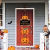 Halloween Pumpkin Hanging Sign Spooky Witch Bat Trick or Treat Banner Front Door Decor Party Decorations