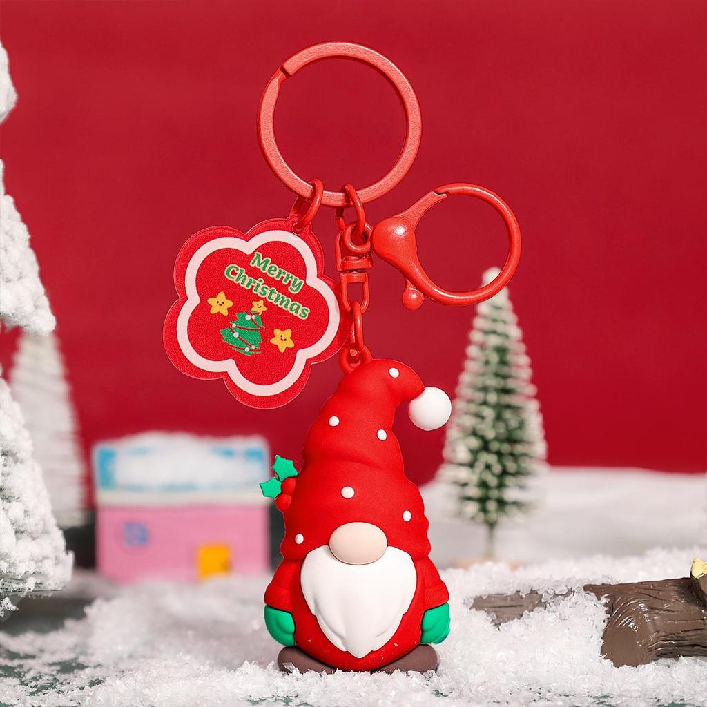 Cute Cartoon Christmas Snowman Rubber Keychain - Soft Pendant for Keys or Bags