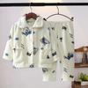 Kids Boys Girls Autumn Winter Soft Flannel Pajamas Sets Cartoon Long Sleeve Lapel Pants Pyjamas Sleepwear Clothing