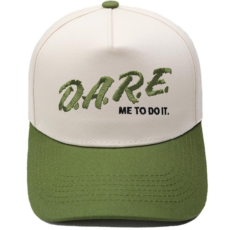 D.A.R.E. ME TO DO IT. Truck Driver Hat Embroidery Vintage Color Matching Baseball Cap for Men and Women