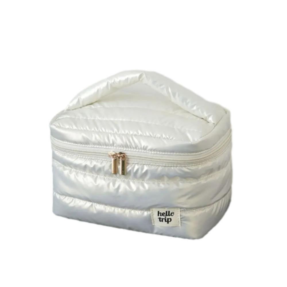 Large Capacity Quilting Cotton Makeup Bag Shock Resistance Waterproof Portable Cosmetics Storage Bag INS Square