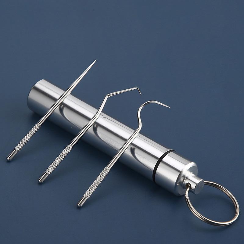 8 шт. Портативный карманный набор зубочисток из нержавеющей стали, многоразовые металлические зубочистки