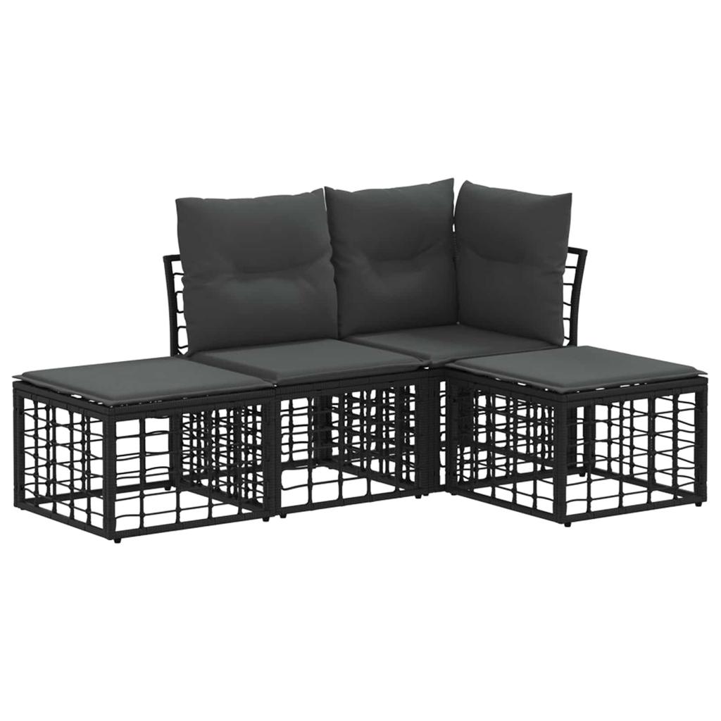 Outdoor Sofa Set Black Polyester