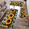Sunflower Buffalo Plaid Kitchen Mat Decor Non-slip Hallway Balcony Laundry Rugs Bathroom Door Mat Bedroom Floor Mat Decor