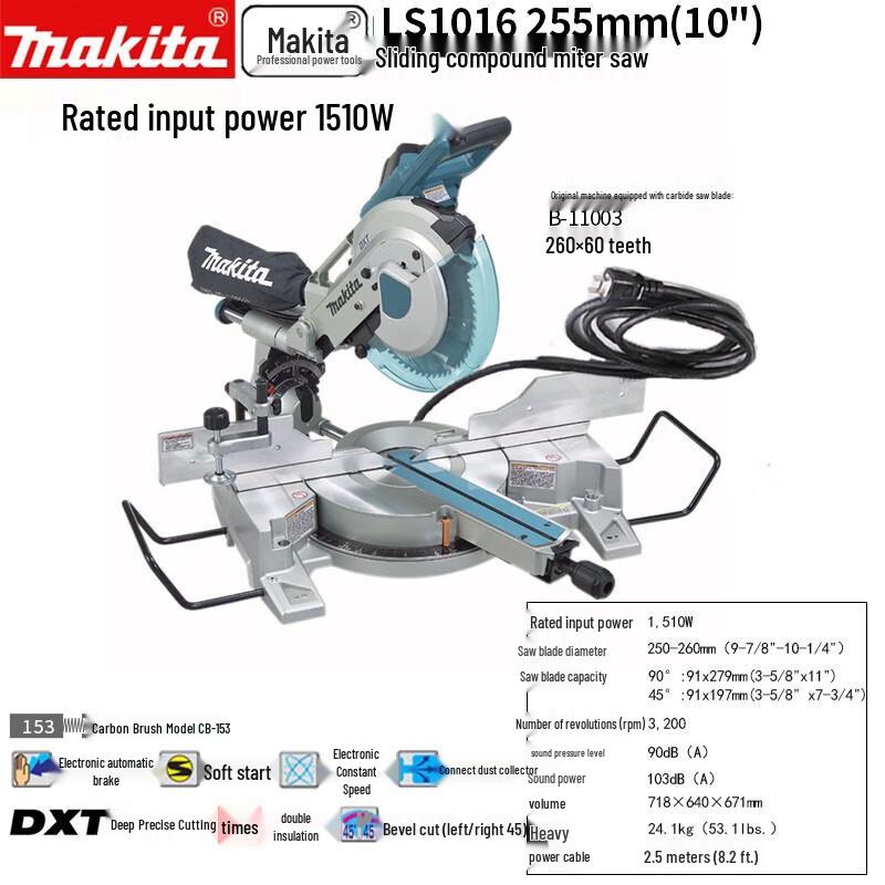 Makita 10-Inch Sliding Compound Miter Saw CN plug (adapter included)