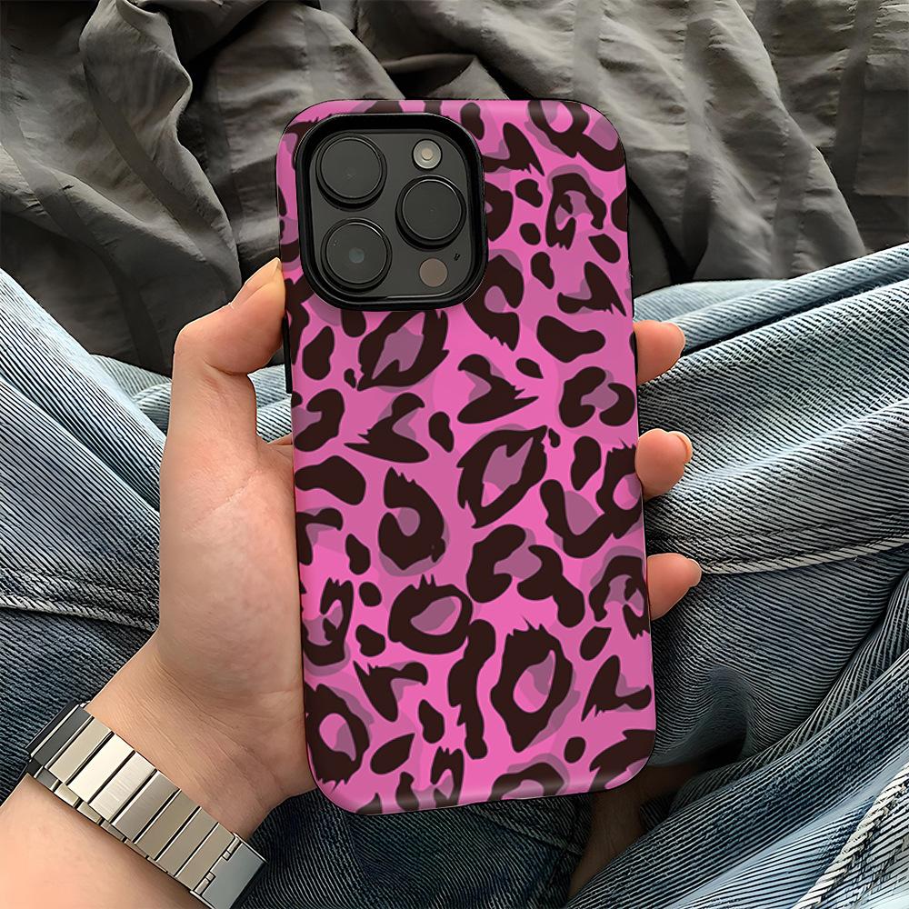 Американский ретро розовый леопардовый принт Barbie чехол для мобильного телефона iPhone14Pro 2-в-1 магнитный чехол-пленка Apple 17Pro
