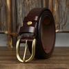 3.3CM Top Cow Genuine Leather Belts for Men Luxury Designer High Quality Copper Brass Buckle Vintage Cowboy Jeans Male Belt