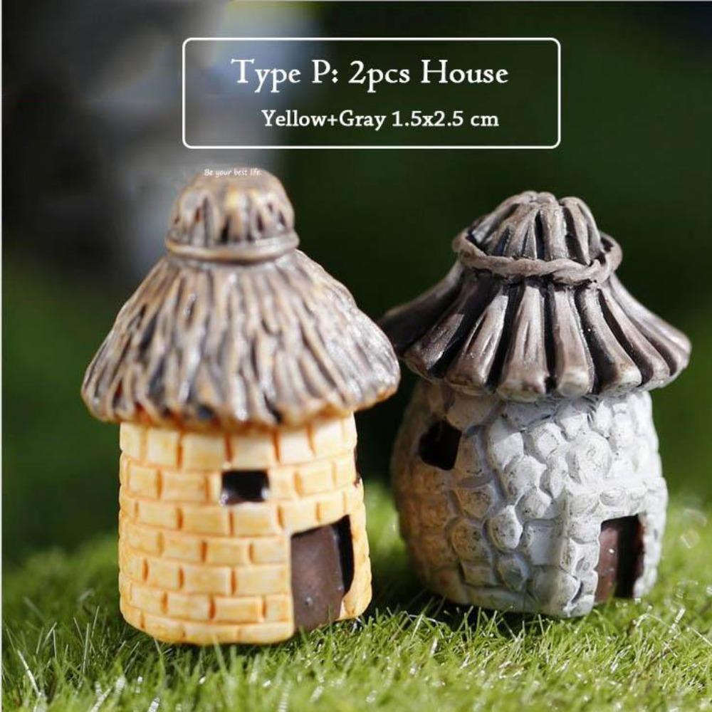 Vintage Decorative Figurines Mini House Water Fountains Flowerpot Fairy Garden Miniatures/Terrarium Pet Home Decor Ornaments DIY