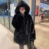 Korean Imitation Rex Rabbit Fur Coats Female Winter Warm Long Thickened Hooded Lamb Wool Cashmere Coat