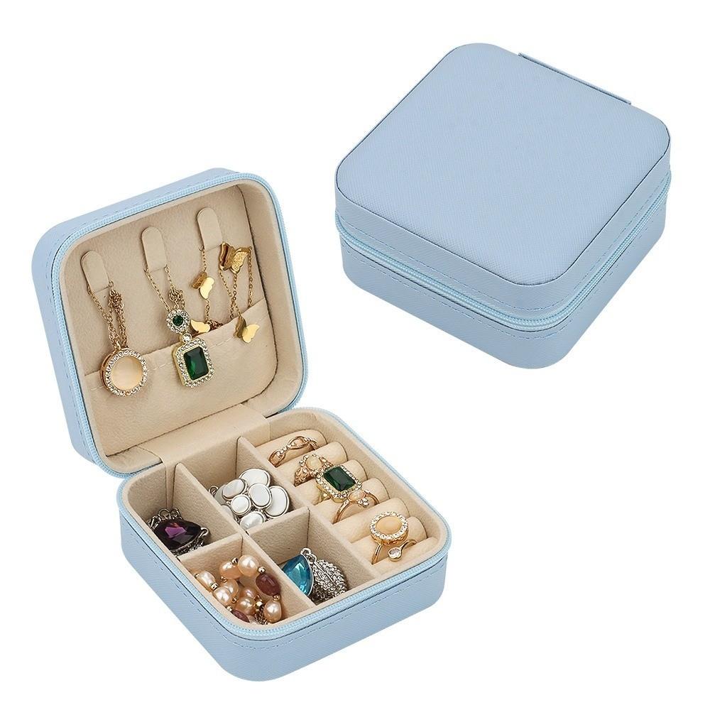 Compact Design Portable Jewelry Box Zipper Closure Jewelry Organizer Jewelers Case