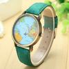 Universal Women Men World Map Globe Quartz Aeroplane Watch Denim Strap