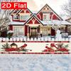 Red Merry Christmas Merry Christmas Outdoor Banner, Garden Fence Holiday Decor Sign