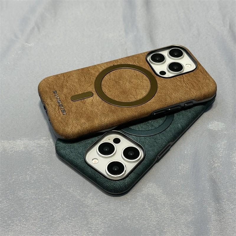 Magnetic Leather Phone Case IPhone 15 16 17 Pro Max Premium Business Style Full Coverage Shockproof Protective Cover