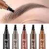 Waterproof 4 Point Liquid Eyebrow Pencil with 3D Long Lasting Eye Brow Brush - Natural Microblade Makeup Tools