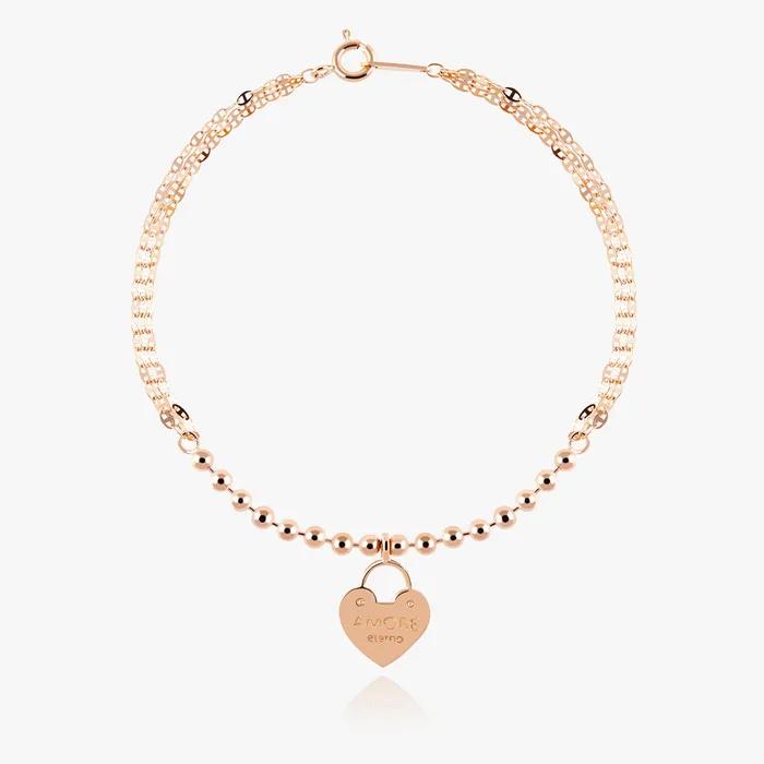 14K Amore Eterno Heart Layered Chain Gold Bracelet