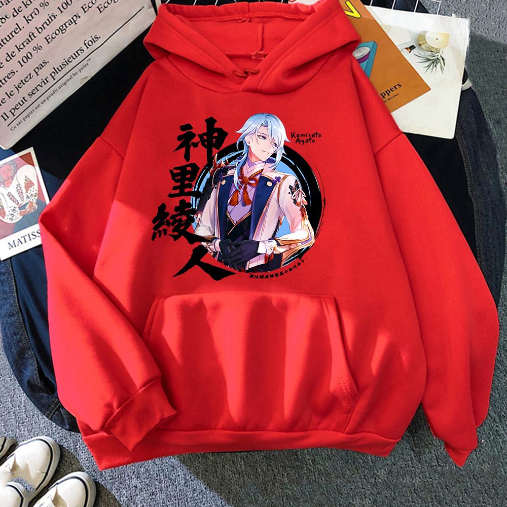 Худи Genshin Impact Kamisato Ayato Толстовки Женская одежда Унисекс Парные топы Графический принт Пуловеры Для девочек Большой размер Худи