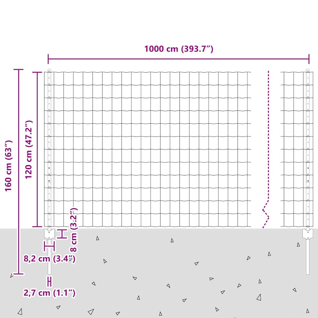Welded Wire Fence 10 x 1.2 m (W x H)