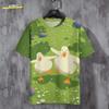 T-shirt For Men Funny Duck Print Casual Sports Printed Crew Neck Sportshirt Pullover Short Sleeves Tops Men's Oversized Clothing