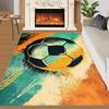 Bohemian Pastel Feather Area Rug Blue Pink and Orange Abstract Leaf Pattern Carpet Non-Slip Floor Mat for Living Room Bedroom