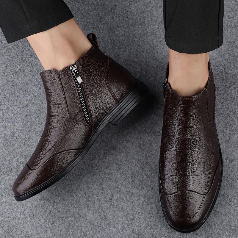 2024 Новые мужские формальные ботинки, роскошные брендовые деловые мужские туфли, высокие зимние ботинки, мужская обувь из крокодиловой кожи, нескользящие ботильоны