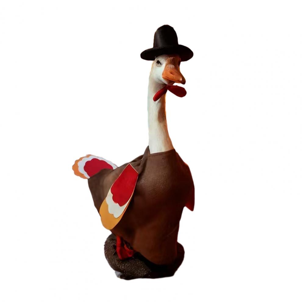 Porch Goose Outfit Turkey/Scarecrow/Santa Clothes Fits 23 Inch Cement Plastic Goose Statue for Christmas Yard Patio Decor