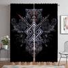 Vikings Odins Ravens Muninn Kitchen Curtains for Living Room Partition Blackout Curtain for Room 2 Panel Halloween Decoration
