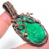 Emerald(Simulated) Gemstone Copper Wire Wrap Pendant 2.60" N9M44