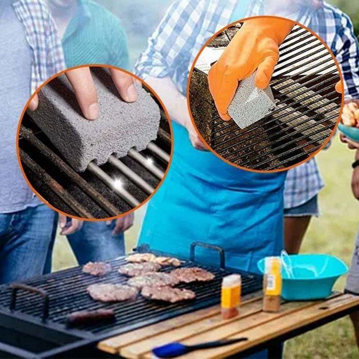 Briques de nettoyage pour barbecue - SODIAL - Pack de 4 - Gris - 10x7x4 cm - Antidérapant