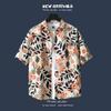 Пляжная рубашка с цветочным принтом, модная футболка с короткими рукавами, мужская летняя тонкая свободная рубашка в стиле ретро, ​​Гавайская повседневная куртка-рубашка