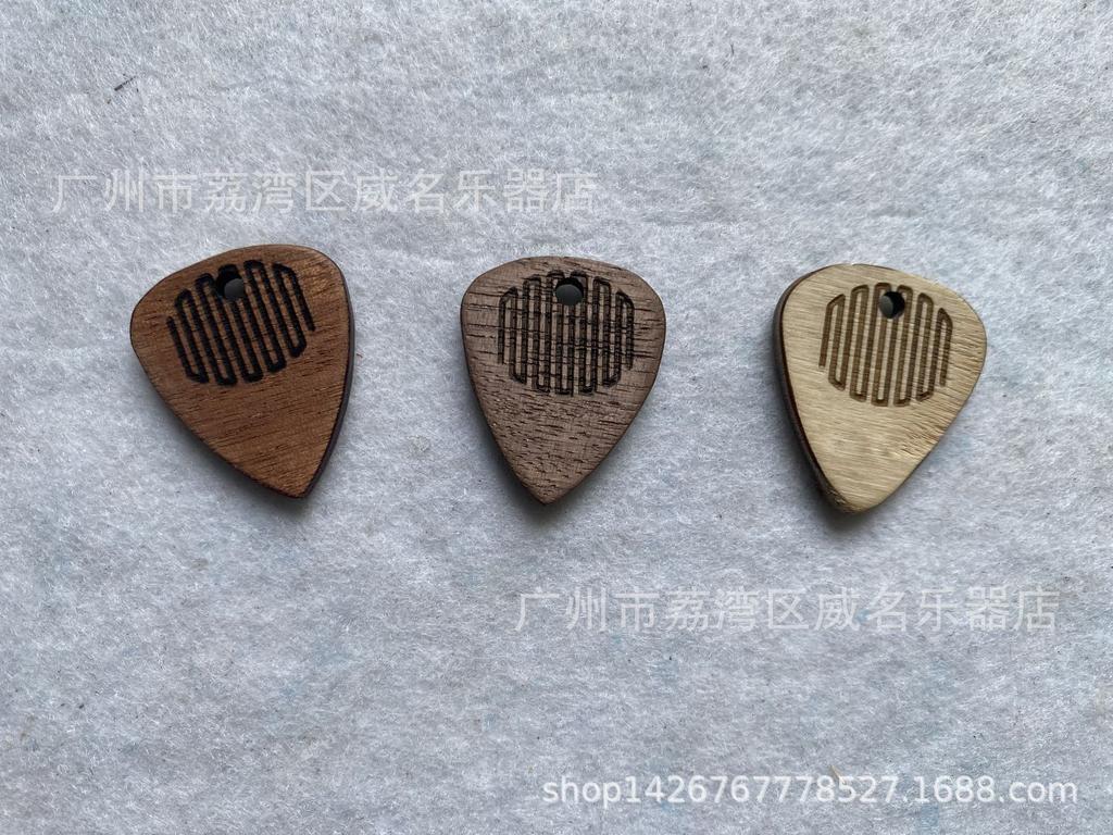 Custom Solid Wood Guitar Pick Necklace Pendant with Logo