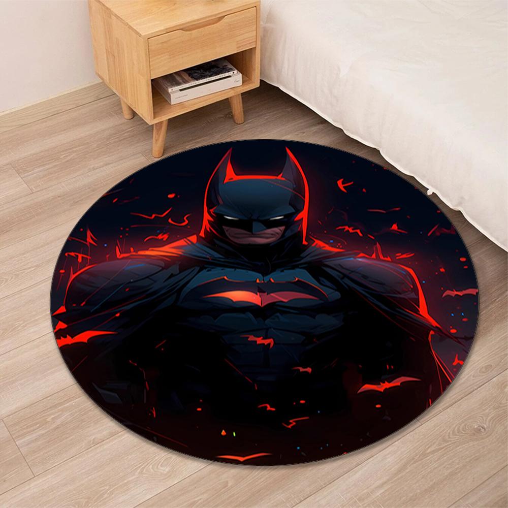 Batman Printed Round Rug Carpet Chair Rug Area Rug Entryway Doormats,for Office Chair Living Room Bedroom Kitchen Room.