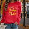 Autumn&Spring Clothing Golden Moon & Dragonfly Print Sweater Tops for Women Round Neck Long Sleeve