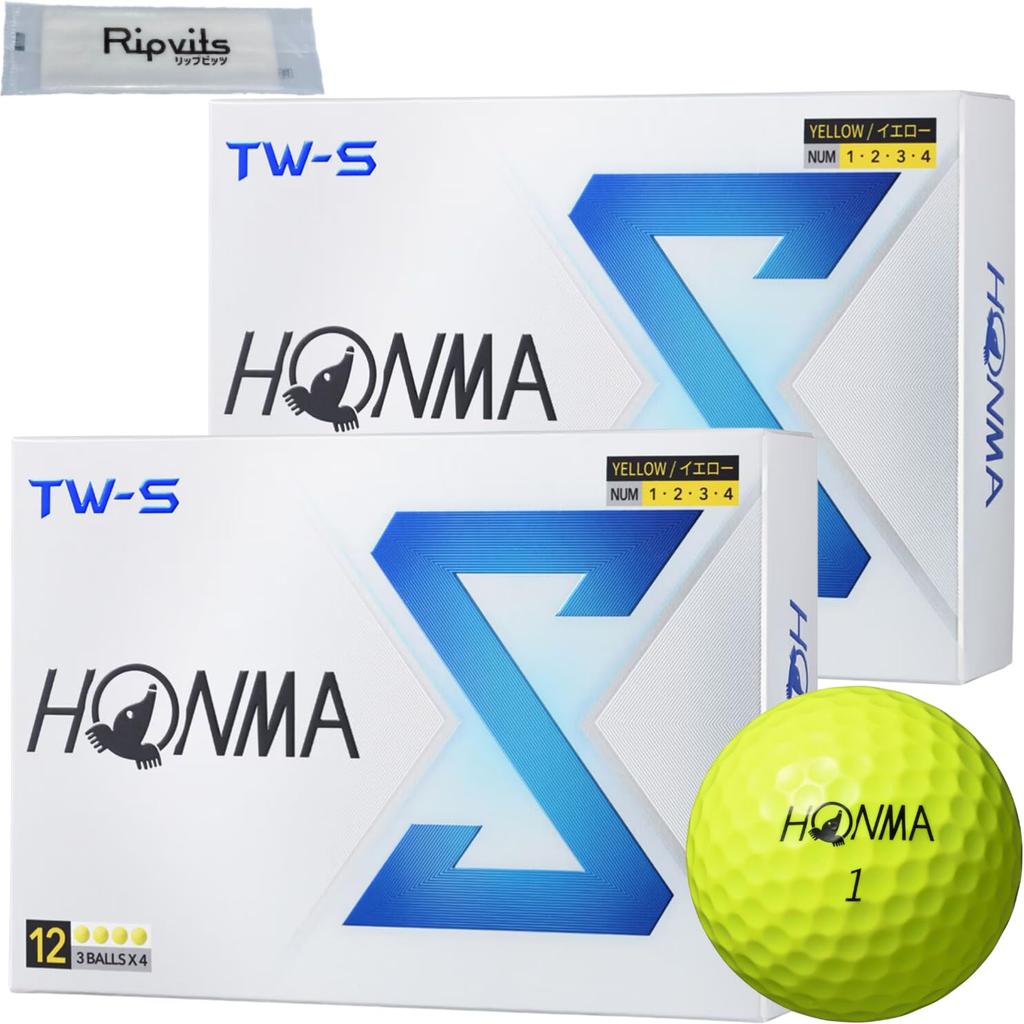 Honma Golf BT2403 Желтый TOUR WORLD 2024 2 дюжины с оригинальным набором чистящих салфеток TW-S (24 мяча)