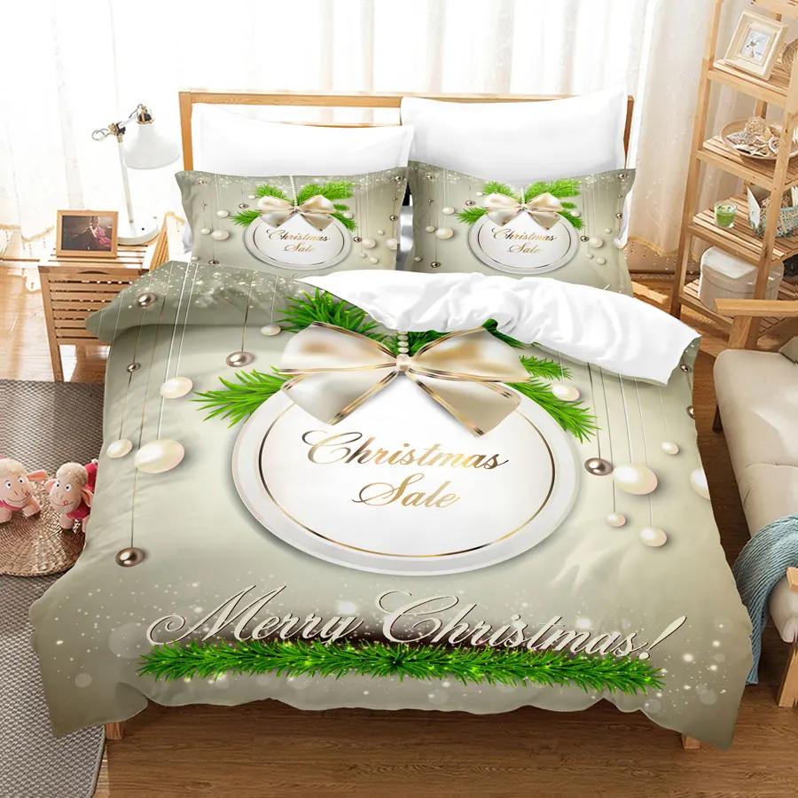 Comforter Christmas 200X200 Green King 3D Bedding Sets 3Pcs 2Pcs Single Double Bed Twin Full Size Thin Fabric