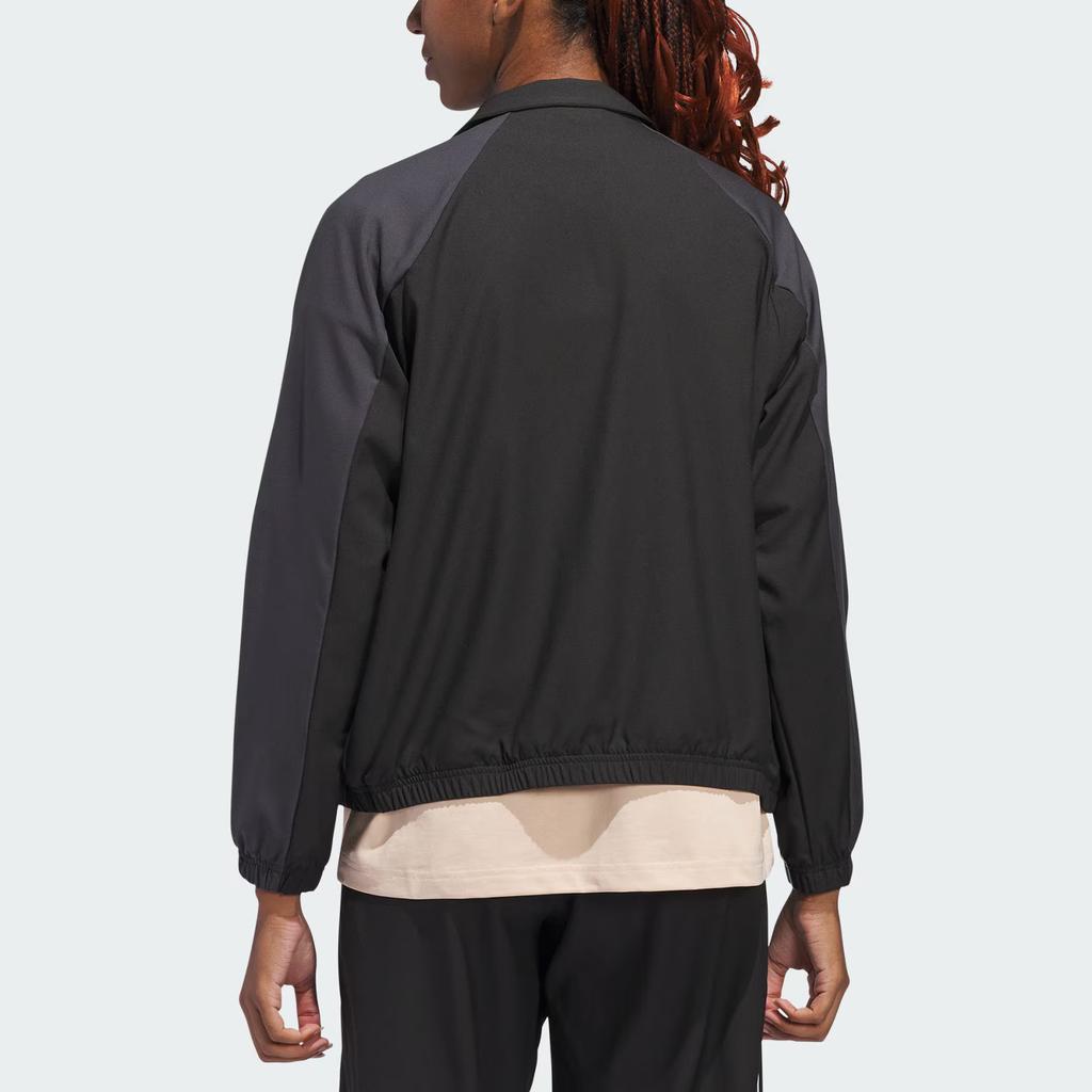 adidas Женская спортивная куртка Select Woven Logo Quick-Dry Cool для баскетбола с рукавами реглан, черная/карбоново-черная JL6463