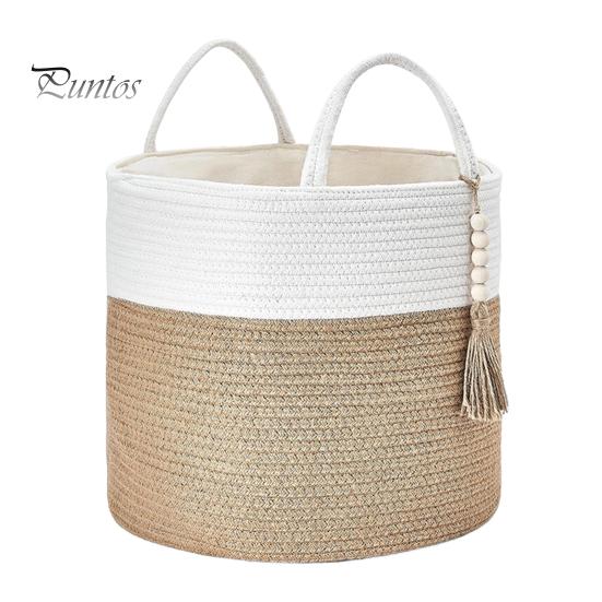 Плетеная корзина для хранения, декоративная корзина из натуральной веревки с ручкой, большая вместительная корзина для хранения игрушек, органайзер для одежды