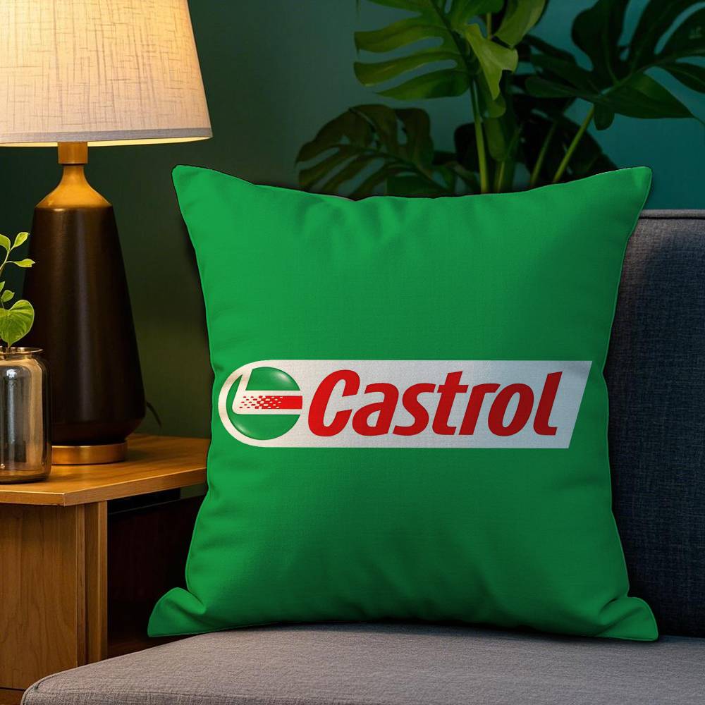 Logo C-Castrol Pillow Case Plush Fabric Soft Double Sided Print Home Sofa High Quality Cushion Cover Throw