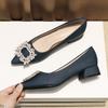 Мода Классические Туфли с Пряжкой из Стразов Женские На Низком Каблуке Офисная Работа Tacones Mujer Клинья Высокие Каблуки Лодочки Женские Лодочки Дизайнерские Эскарпены