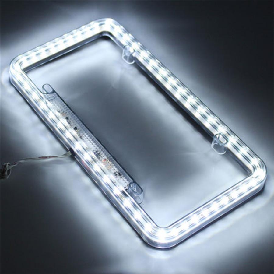 Universal 54 LED 12V Lighting Acrylic Plastic License Plate Cover Frame Kit
