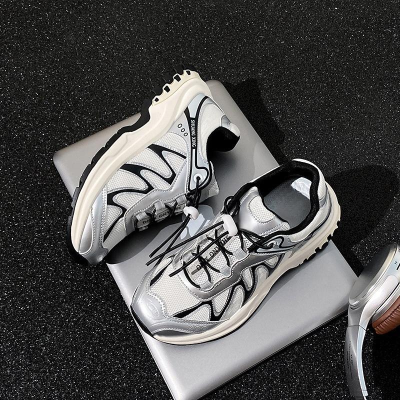 Европейские 2025 новые летние сетчатые дышащие кроссовки-папы женские на платформе модные повседневные спортивные туфли универсальные маленькие белые туфли