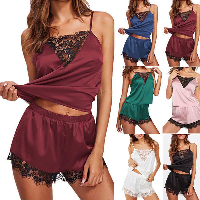 Alluring Women Lace Sleepwear Pajamas Set Perfect For Casual Nights And Relaxing Evenings