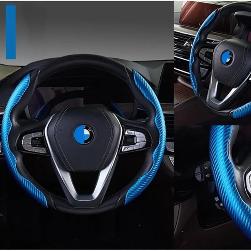 Новый замшевый чехол из углеродного волокна, автозапчасти, защитный противоскользящий чехол на руль, универсальная защита рулевого колеса автомобиля для автомобильных аксессуаров